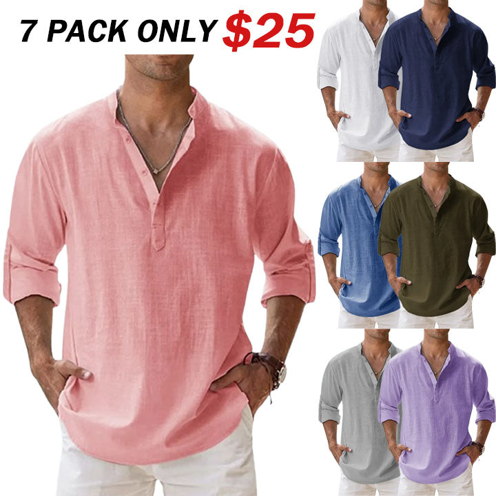 đ„ Men's Cotton Linen Casual Long Sleeve Shirt