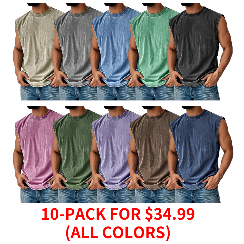 š„FINAL SALEā” - Men's Retro Round Neck Casual Solid Color Sleeveless Vest