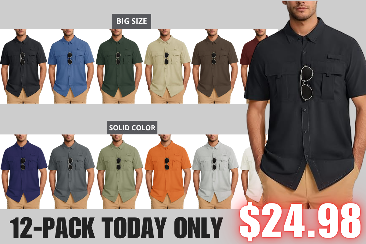 š„$3 off for new customersš„12-Pack Menās Patched Quick-Dry Short Sleeve Shirt