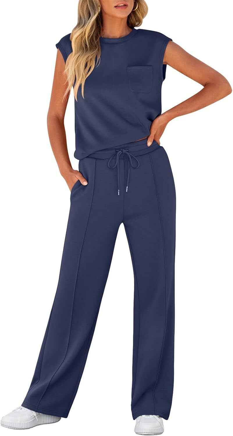 🔥Fall Sale🔥Women 2 Piece Set Sleeveless Sweatsuit Tracksuit