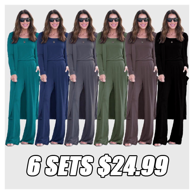 🔥LAST DAY SALE  3-Piece Ultra-Comfy Lounge Set  Soft Stretch Jogger Pants + Oversized Top  | Pockets, Wrinkle & Fade Resistant  Perfect for Plus Size Girls