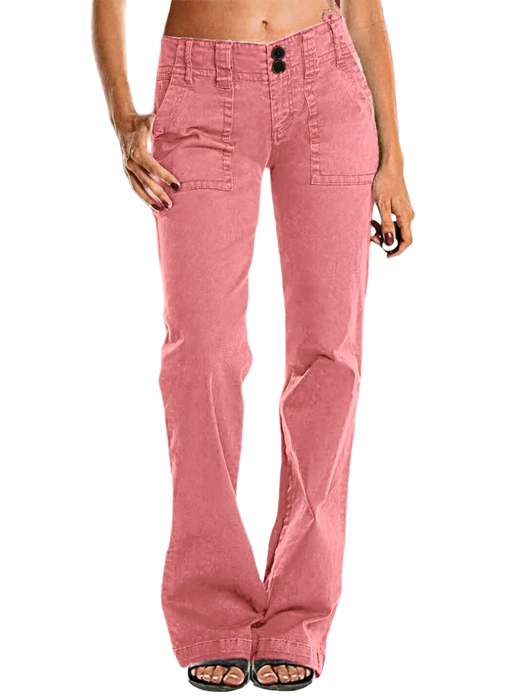 ⚡FINAL SALE⚡- Double Button Mid Waist Straight Leg Pants