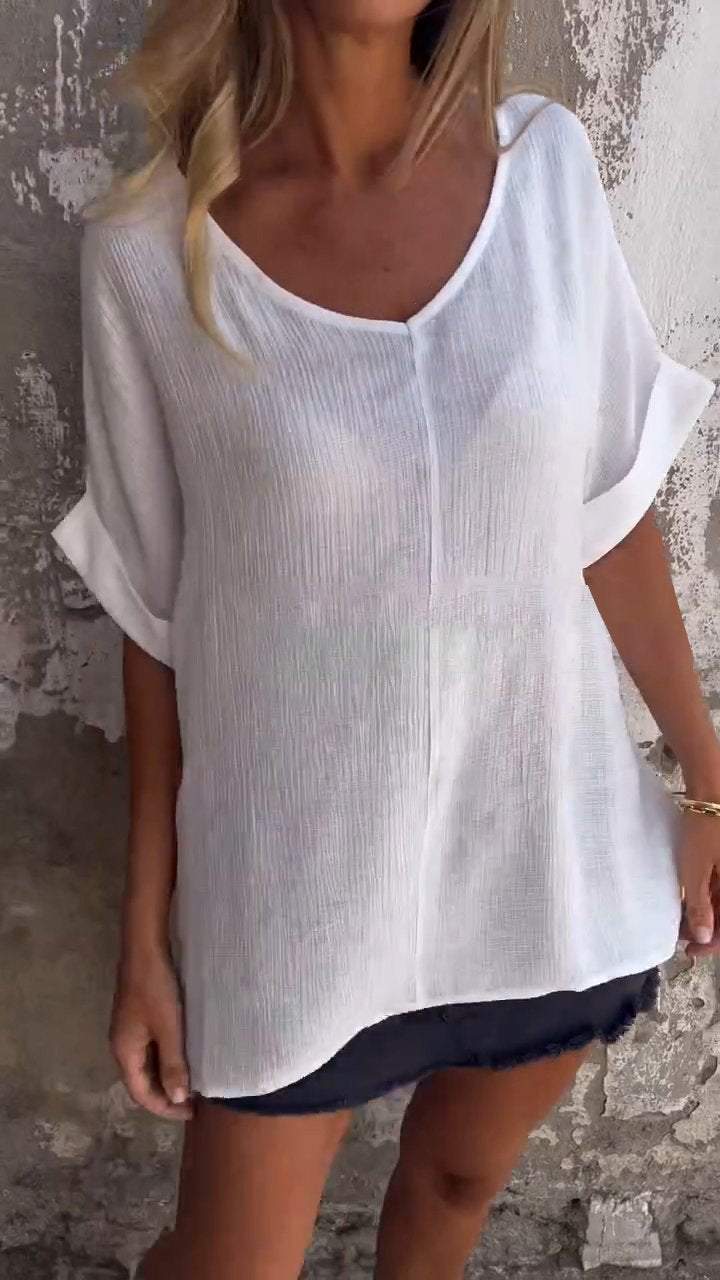 Women's V-neck Mid-sleeve Casual Top (Buy 3 Free Shipping)