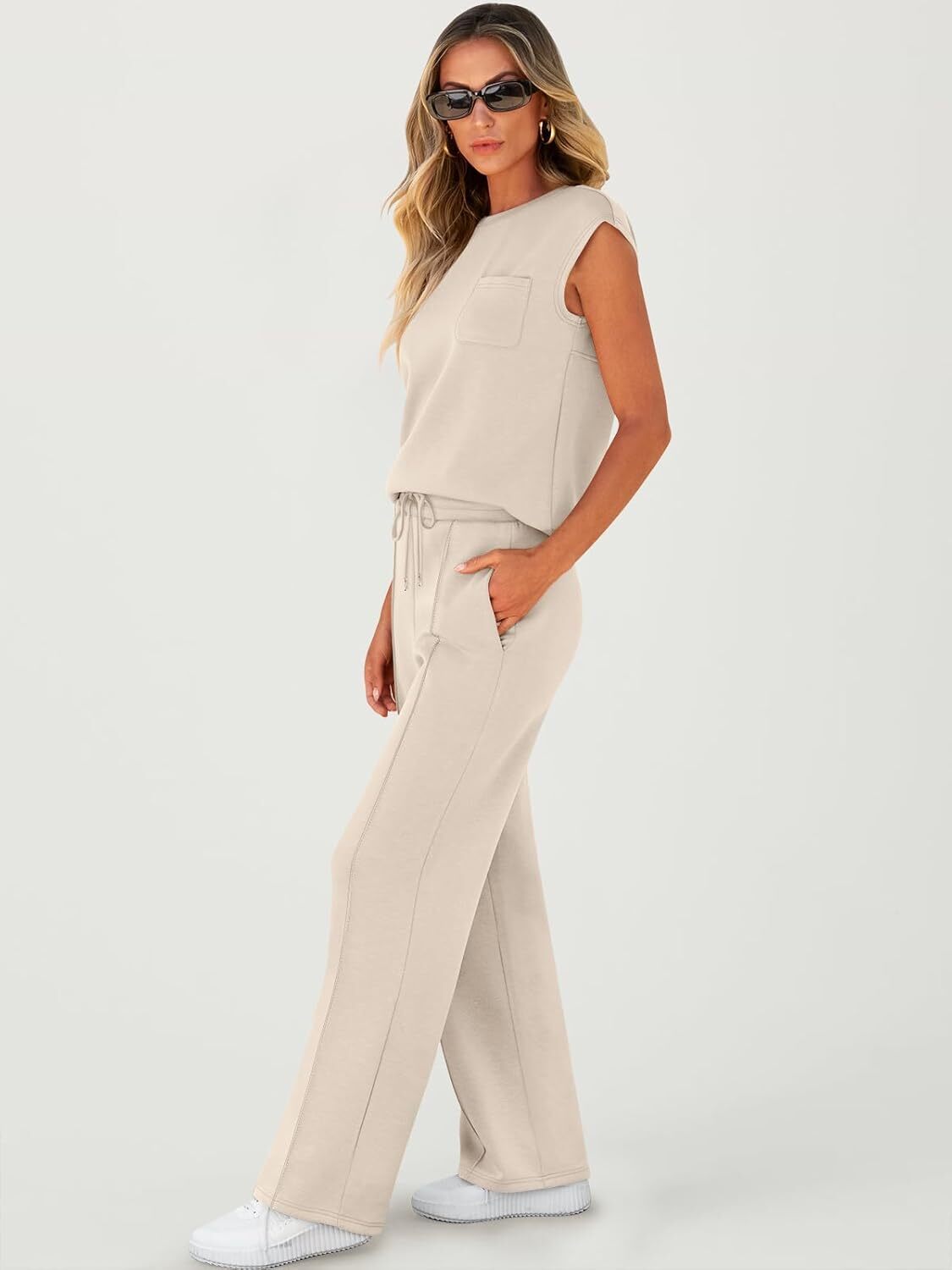 🔥Fall Sale🔥Women 2 Piece Set Sleeveless Sweatsuit Tracksuit
