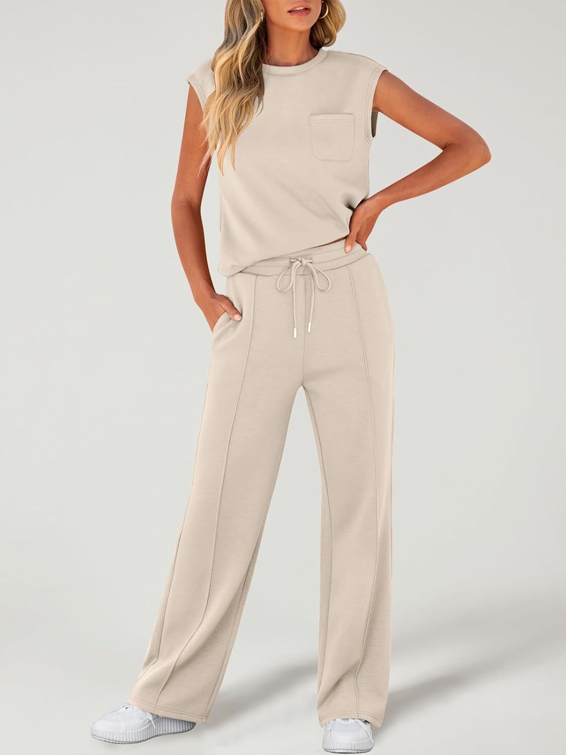 🔥Fall Sale🔥Women 2 Piece Set Sleeveless Sweatsuit Tracksuit