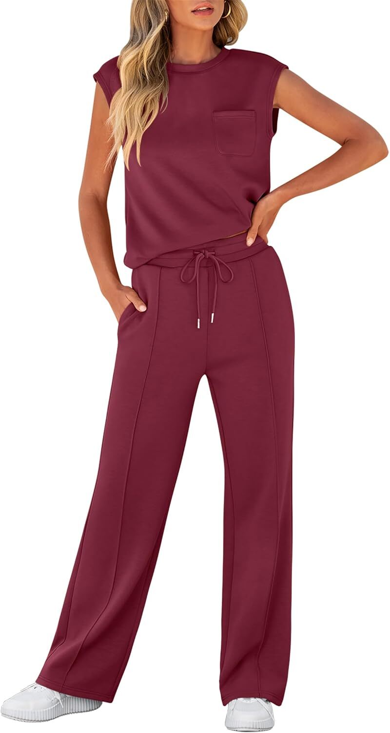 🔥Fall Sale🔥Women 2 Piece Set Sleeveless Sweatsuit Tracksuit