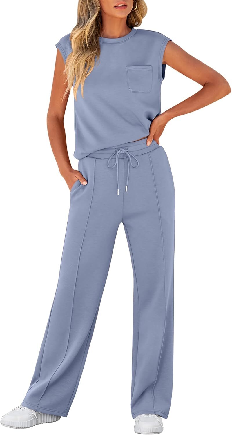 🔥Fall Sale🔥Women 2 Piece Set Sleeveless Sweatsuit Tracksuit