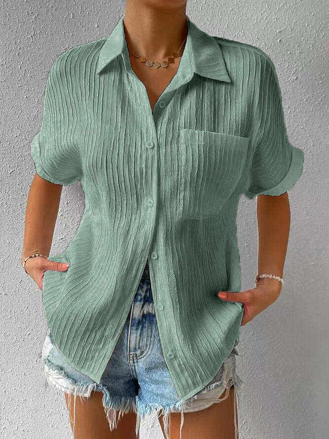 2024 New Shirt Collar Casual Buttoned Loose Blouse