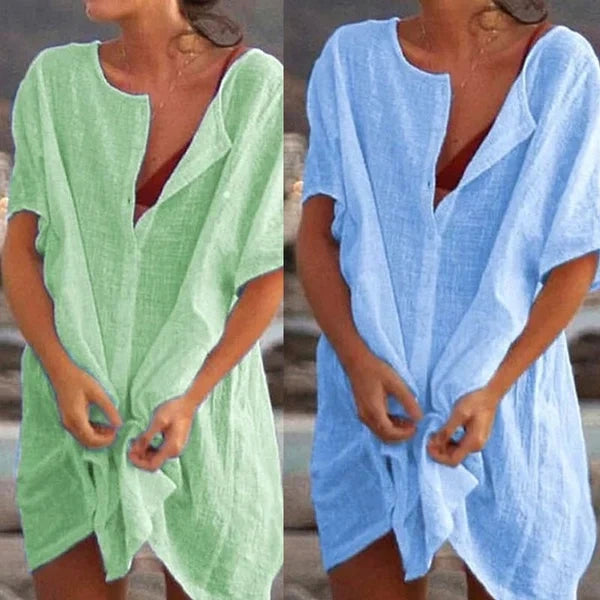 Summer Cotton Loose Short Sleeve Casual Women's Shirt