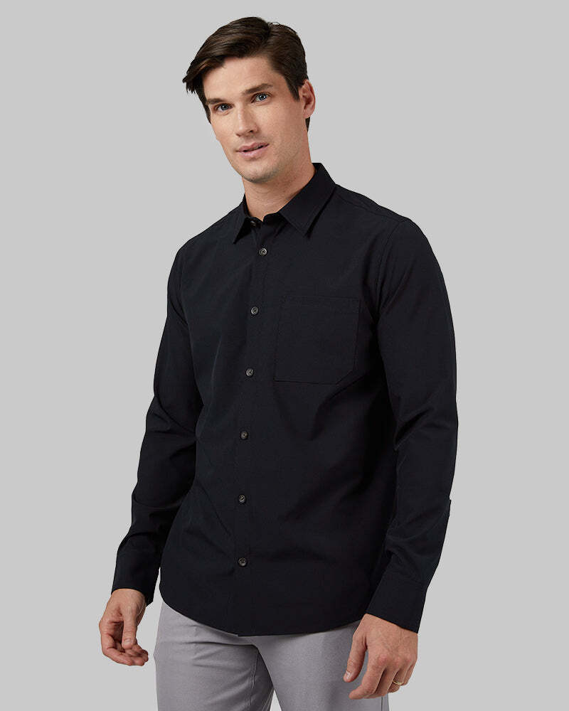 MEN'S STRETCH WOVEN LONG SLEEVE BUTTON-UP