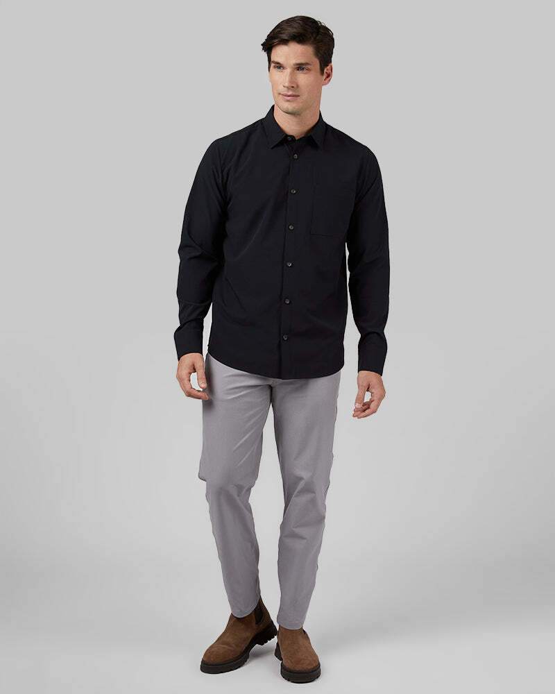 MEN'S STRETCH WOVEN LONG SLEEVE BUTTON-UP