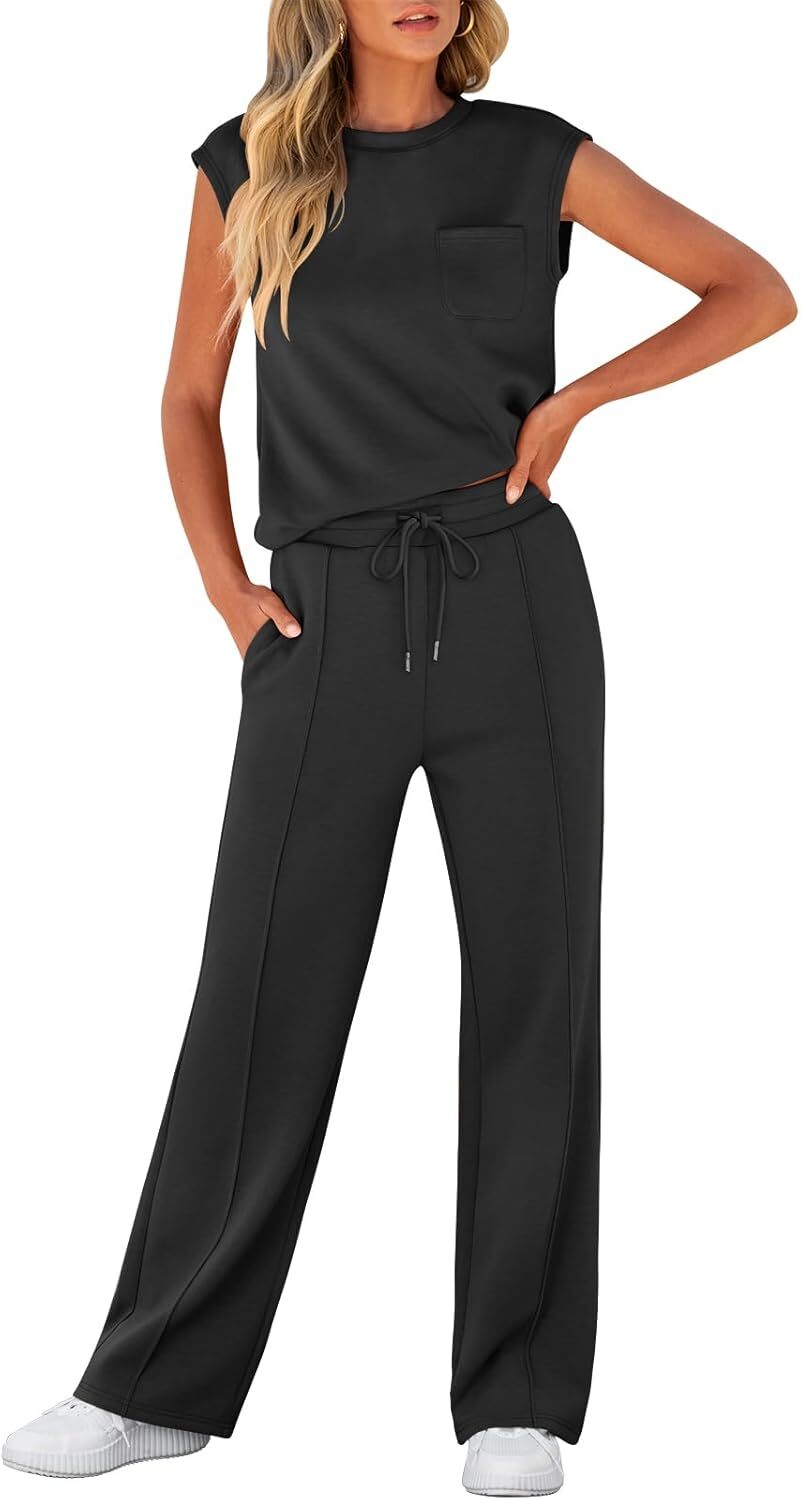 🔥Fall Sale🔥Women 2 Piece Set Sleeveless Sweatsuit Tracksuit