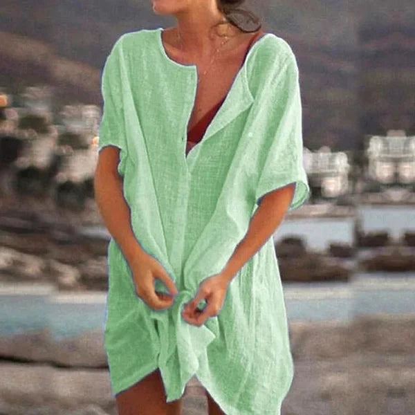 Summer Cotton Loose Short Sleeve Casual Women's Shirt