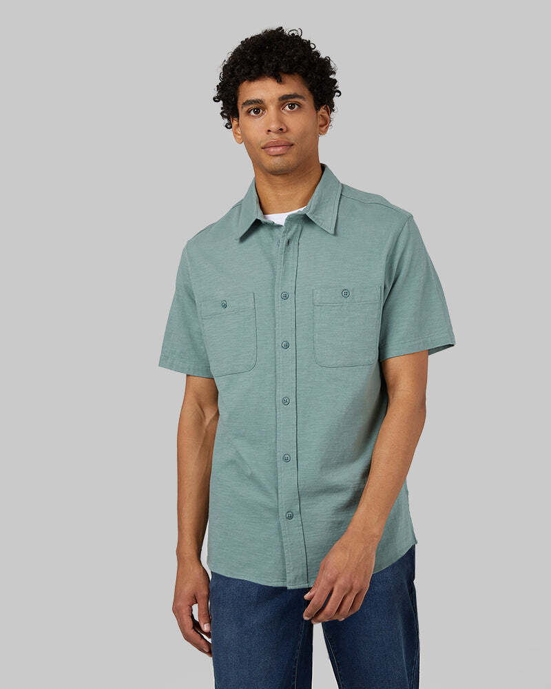 MEN'S SOFT WASH KNIT SHORT SLEEVE BUTTON-UP