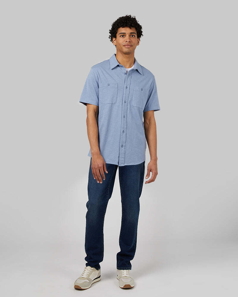 MEN'S SOFT WASH KNIT SHORT SLEEVE BUTTON-UP