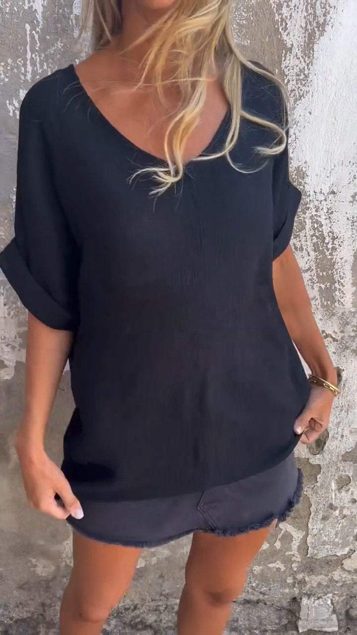 Women's V-neck Mid-sleeve Casual Top (Buy 3 Free Shipping)