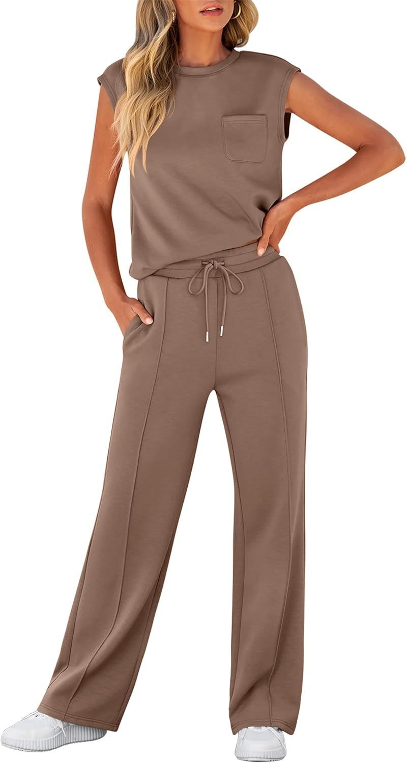 🔥Fall Sale🔥Women 2 Piece Set Sleeveless Sweatsuit Tracksuit