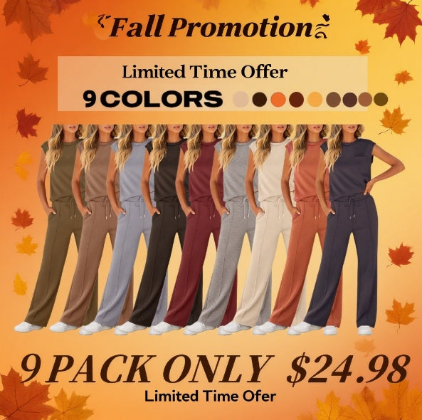🔥Fall Sale🔥Women 2 Piece Set Sleeveless Sweatsuit Tracksuit