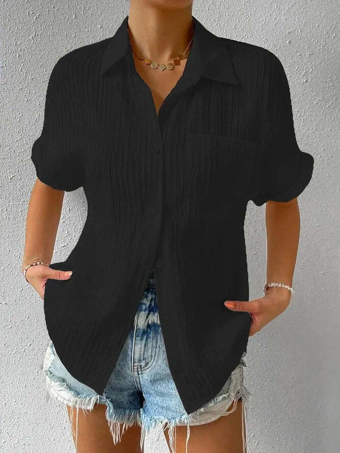 2024 New Shirt Collar Casual Buttoned Loose Blouse