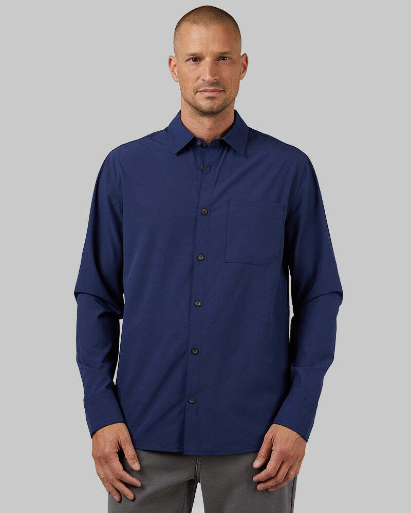 MEN'S STRETCH WOVEN LONG SLEEVE BUTTON-UP