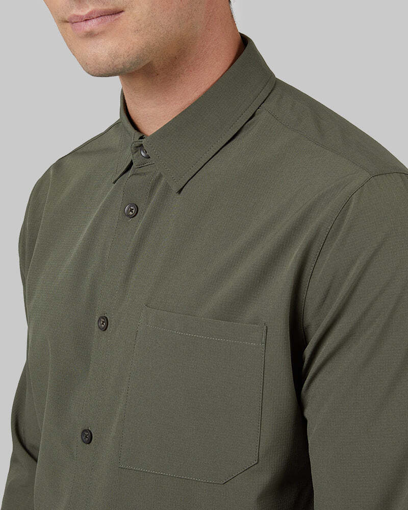 MEN'S STRETCH WOVEN LONG SLEEVE BUTTON-UP