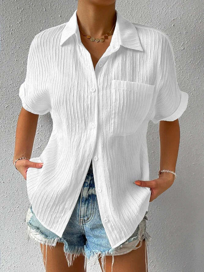 2024 New Shirt Collar Casual Buttoned Loose Blouse