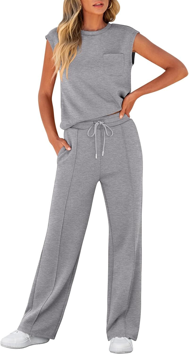 🔥Fall Sale🔥Women 2 Piece Set Sleeveless Sweatsuit Tracksuit