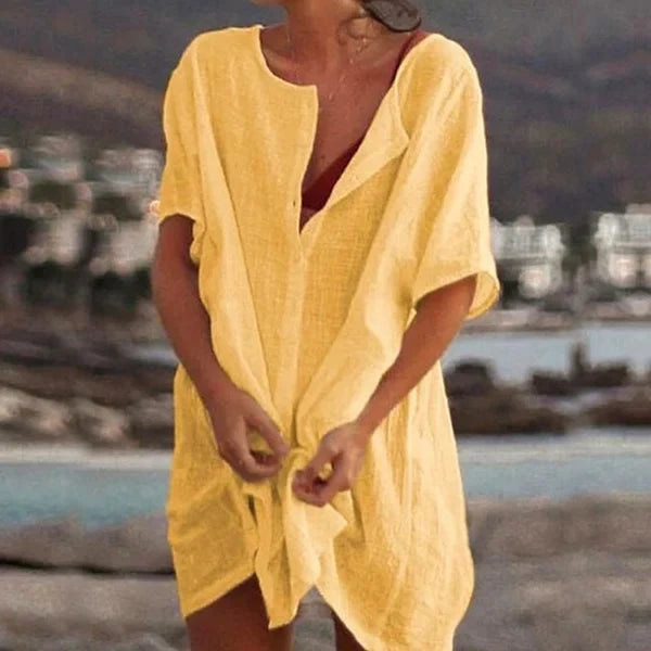 Summer Cotton Loose Short Sleeve Casual Women's Shirt
