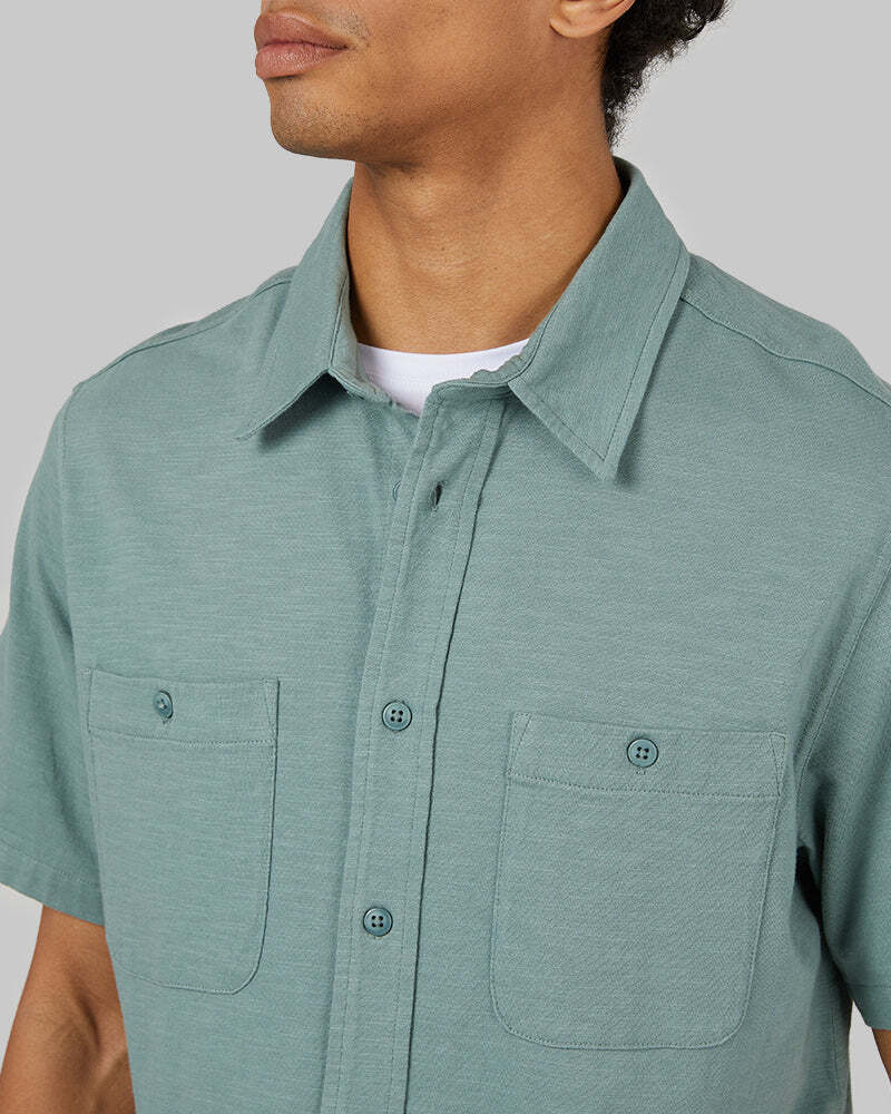 MEN'S SOFT WASH KNIT SHORT SLEEVE BUTTON-UP
