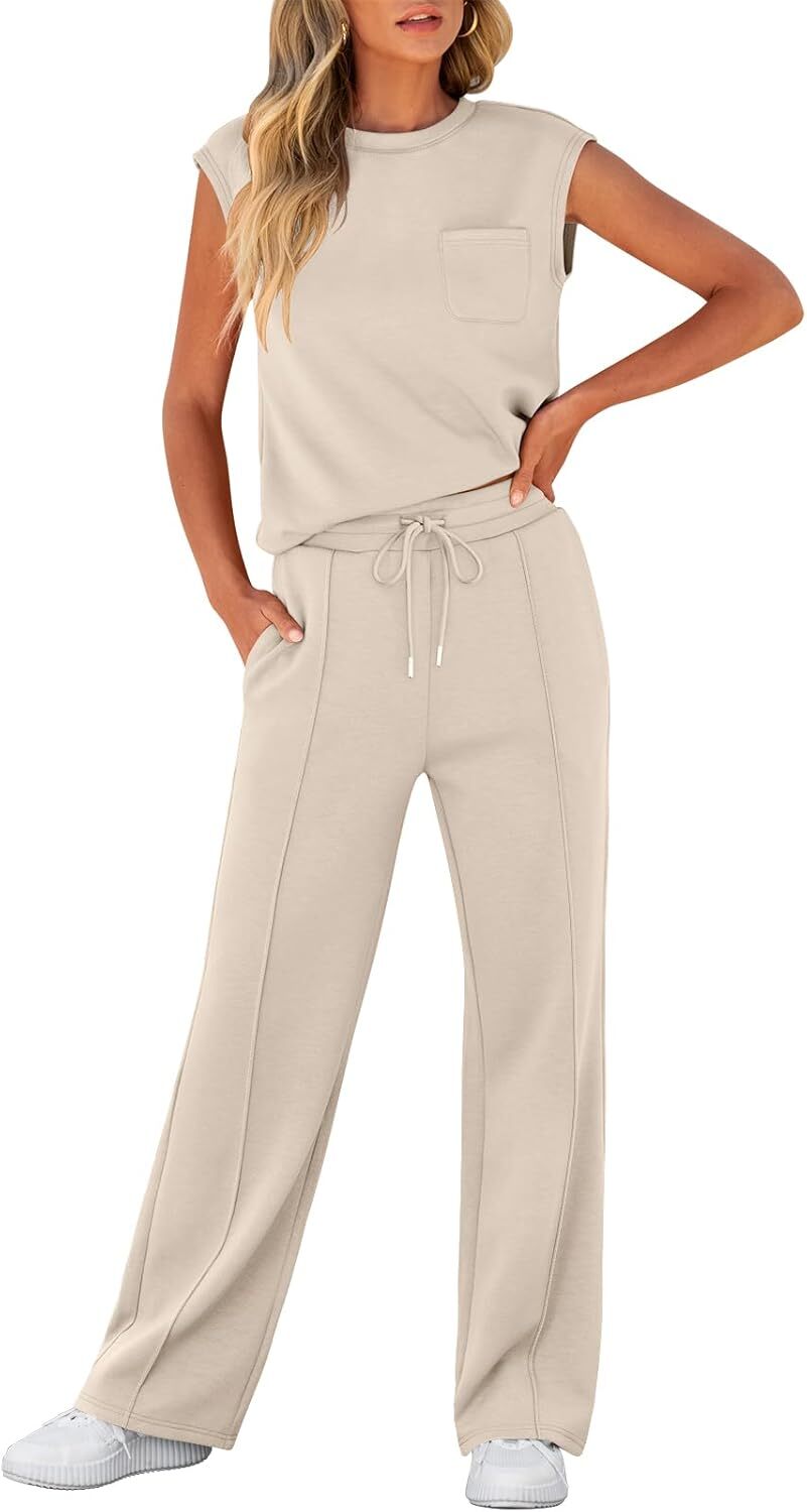 🔥Fall Sale🔥Women 2 Piece Set Sleeveless Sweatsuit Tracksuit