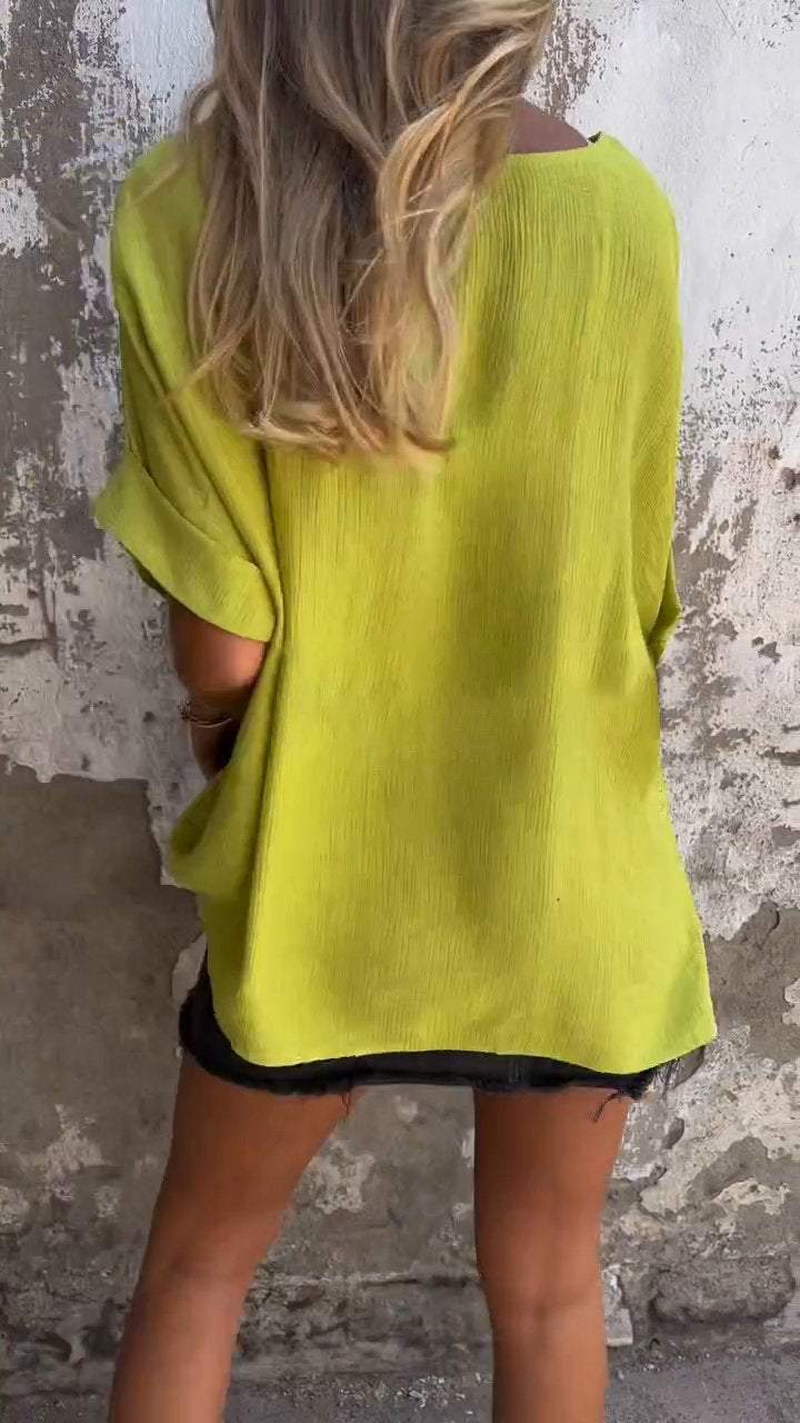 Women's V-neck Mid-sleeve Casual Top (Buy 3 Free Shipping)