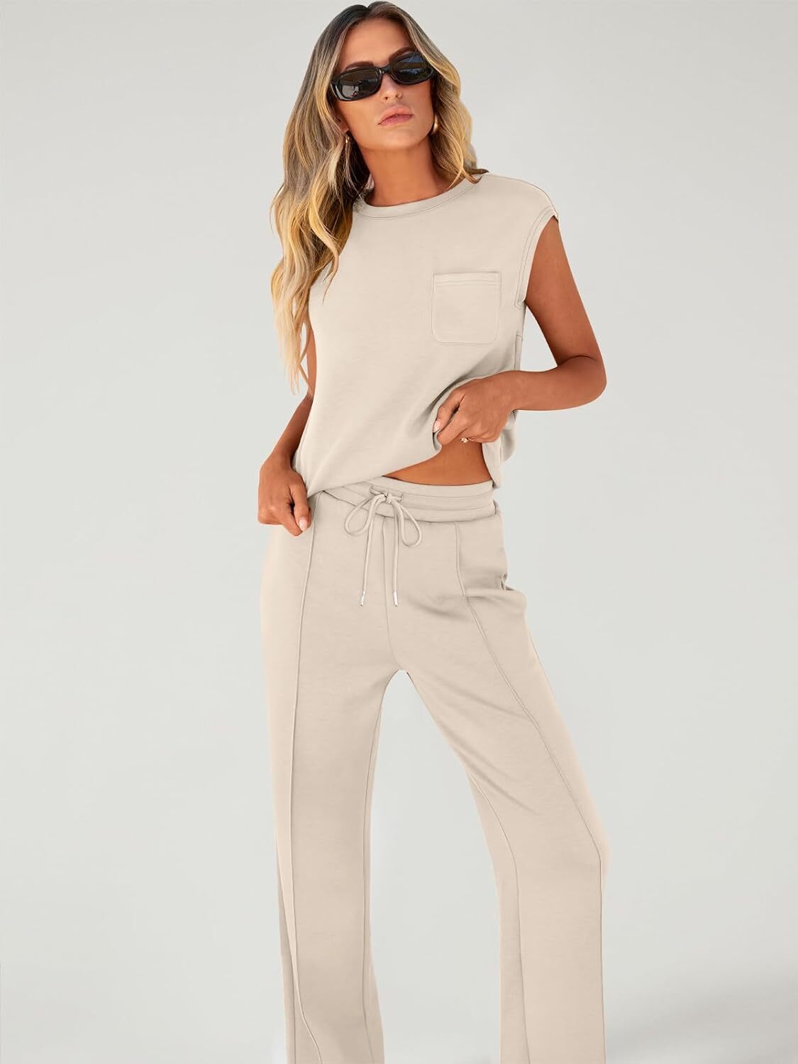 🔥Fall Sale🔥Women 2 Piece Set Sleeveless Sweatsuit Tracksuit