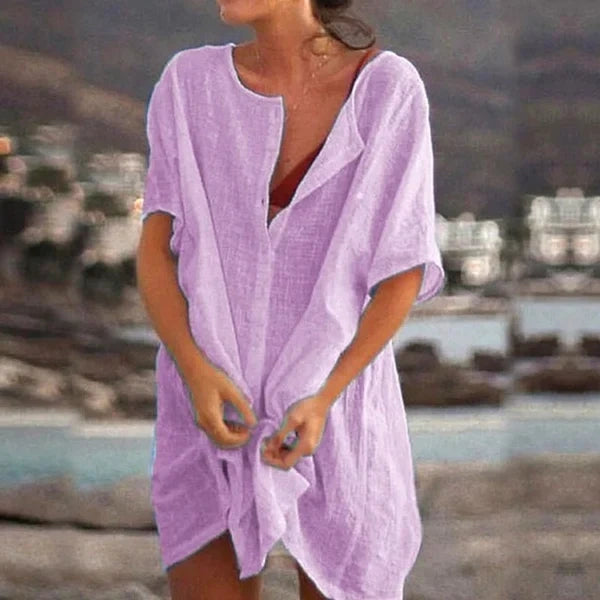 Summer Cotton Loose Short Sleeve Casual Women's Shirt