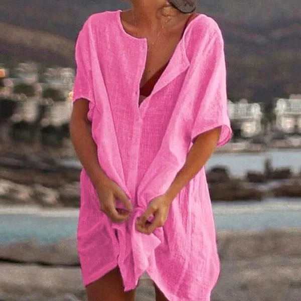 Summer Cotton Loose Short Sleeve Casual Women's Shirt