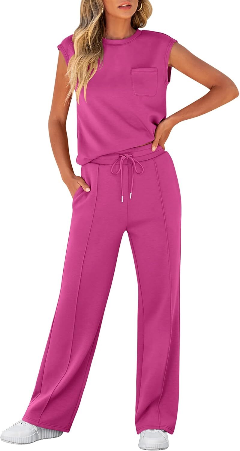 🔥Fall Sale🔥Women 2 Piece Set Sleeveless Sweatsuit Tracksuit