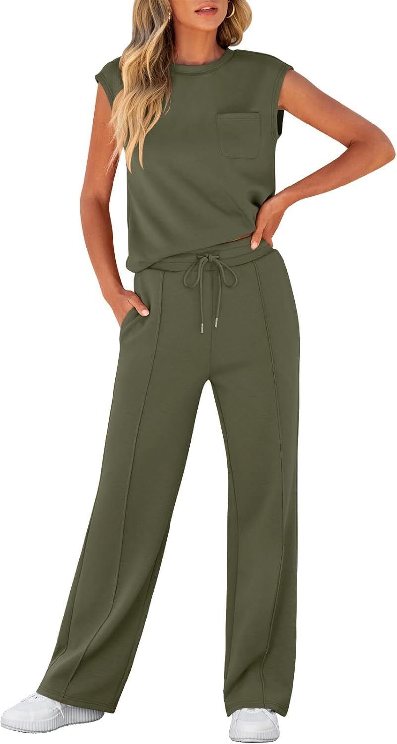 🔥Fall Sale🔥Women 2 Piece Set Sleeveless Sweatsuit Tracksuit